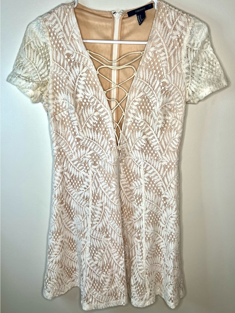 Forever 21 White Crochet Lace Mini Summer Dress